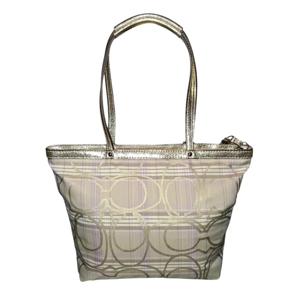 Coach F17474 Signature Multicolor Tartan Tote Shoulder Handbag - Picture 3 of 10